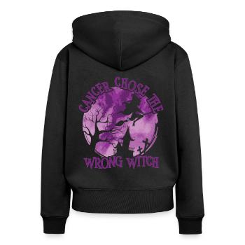 Cancer Witch Plum Honor soignant Cancer - Sweat à capuche zippé Premium bio Femme - noir - Dos - Julia (174cm)
