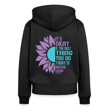 Sensibilisation à la prévention du suicide - Sweat à capuche zippé Premium bio Femme - noir - Dos - Julia (174cm)