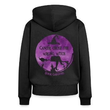Cancer Witch Plum Honor soignant Cancer - Sweat à capuche zippé Premium bio Femme - noir - Dos - Julia (174cm)