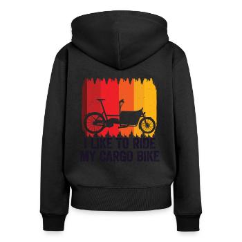 J’aime faire du vélo cargo Cargobike - Sweat à capuche zippé Premium bio Femme - noir - Dos - Julia (174cm)