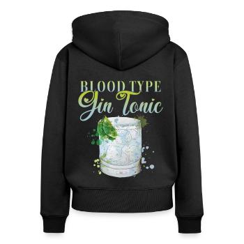 Blood Type gin and tonic cocktail for bartenders - Women's Premium Organic Zip Hoodie - black - Back - Julia (174cm)