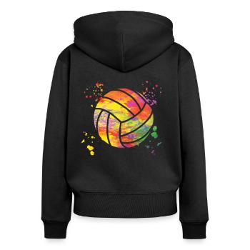 Volleyballspieler Kinder Beachvolleyball - Frauen Premium Bio Zip Hoodie - Schwarz - Hinten - Julia (174cm)
