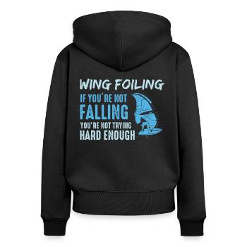 Flügel Folie Wingsurfing Folie Flügel - Frauen Premium Bio Zip Hoodie - Schwarz - Hinten - Julia (174cm)