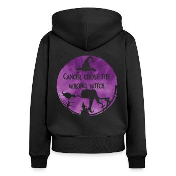 Krebs Hexe Pflaume Ehre Betreuer Krebs - Frauen Premium Bio Zip Hoodie - Schwarz - Hinten - Julia (174cm)