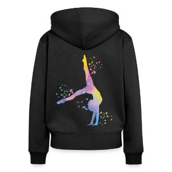 Gymnaste avec clubs de gymnastique rythmique - Sweat à capuche zippé Premium bio Femme - noir - Dos - Julia (174cm)