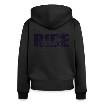 Vélo Cargo - Sweat à capuche zippé Premium bio Femme - noir - Dos - Julia (174cm)