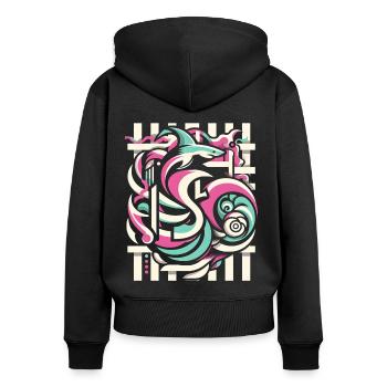 Meerjungfrauenhai Niedlich Kawaii - Frauen Premium Bio Zip Hoodie - Schwarz - Hinten - Julia (174cm)