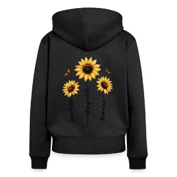 Fleurs d’été Fleur Inspiration Dicton de motivation - Sweat à capuche zippé Premium bio Femme - noir - Dos - Julia (174cm)