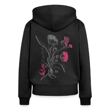Die Natur ist bei dir - Frauen Premium Bio Zip Hoodie - Schwarz - Hinten - Julia (174cm)