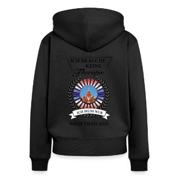Ich muss nur nach Thailand - vermisse Thailand - Frauen Premium Bio Zip Hoodie - Schwarz - Hinten - Julia (174cm)