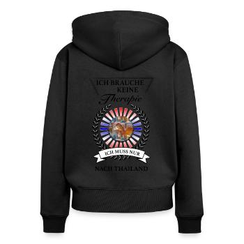 Ich muss nur nach Thailand - vermisse Thailand - Frauen Premium Bio Zip Hoodie - Schwarz - Hinten - Julia (174cm)