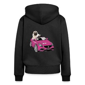 Carlin au volant - Sweat à capuche zippé Premium bio Femme - noir - Dos - Julia (174cm)