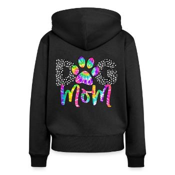 Hundemama - Frauen Premium Bio Zip Hoodie - Schwarz - Hinten - Julia (174cm)