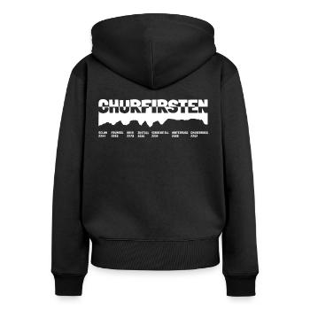Sieben Churfirsten Toggenburg Schweiz Berg Wandern - Frauen Premium Bio Zip Hoodie - Schwarz - Hinten - Julia (174cm)