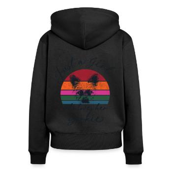 Just a Girl Who Loves Her Yorkie - coucher de soleil rétro - Sweat à capuche zippé Premium bio Femme - noir - Dos - Julia (174cm)