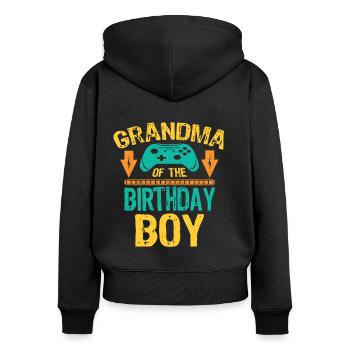 Grand-mère de la famille de jeux Birthday Boy - Sweat à capuche zippé Premium bio Femme - noir - Dos - Julia (174cm)