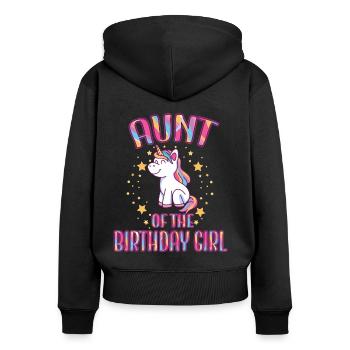 Aunt Of the Birthday Girl Unicorn Family Party - Frauen Premium Bio Zip Hoodie - Schwarz - Hinten - Julia (174cm)