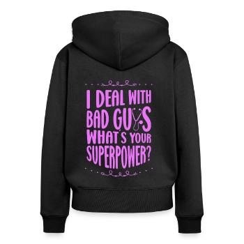 Correctional Nursing Deal With Bad Guys Gift - Women's Premium Organic Zip Hoodie - black - Back - Julia (174cm)