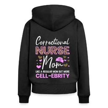 Maman infirmière correctionnelle mais plus de cadeaux Cell-Ebrity - Sweat à capuche zippé Premium bio Femme - noir - Dos - Julia (174cm)