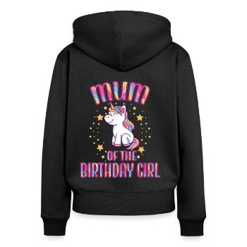 Mum Of the Birthday Girl Unicorn Family Party - Frauen Premium Bio Zip Hoodie - Schwarz - Hinten - Julia (174cm)