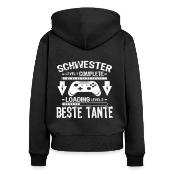 Werdende Beste Tante Loading Schwangerschaft Idee - Frauen Premium Bio Zip Hoodie - Schwarz - Hinten - Julia (174cm)