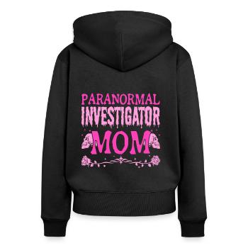 Paranormal Chasseur de fantômes Enquêteur Maman Femme - Sweat à capuche zippé Premium bio Femme - noir - Dos - Julia (174cm)