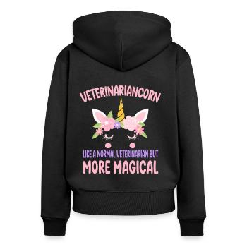 Funny Veterinariancorn like a normal Veterinarian - Frauen Premium Bio Zip Hoodie - Schwarz - Hinten - Julia (174cm)