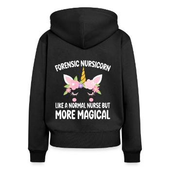 Nursicorn médico-légale comme une infirmière normale cadeaux - Sweat à capuche zippé Premium bio Femme - noir - Dos - Julia (174cm)