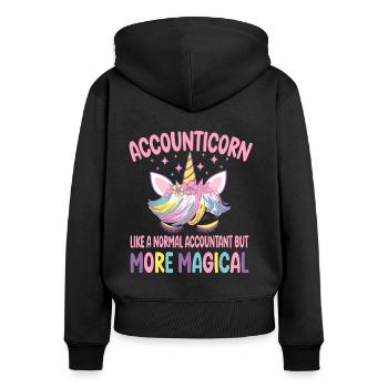 Accounticorn comme un comptable normal Cadeaux - Sweat à capuche zippé Premium bio Femme - noir - Dos - Julia (174cm)
