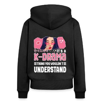 Korean Drama Enthusiast Exclusive Collection Gifts - Frauen Premium Bio Zip Hoodie - Schwarz - Hinten - Julia (174cm)