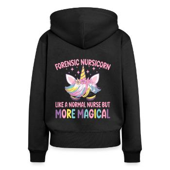 Nursicorn médico-légale comme une infirmière médico-légale normale - Sweat à capuche zippé Premium bio Femme - noir - Dos - Julia (174cm)