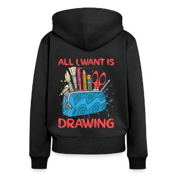 Artiste Peintre Graphique Tout Ce Que Je Veux, Ce Sont Des Dessins - Sweat à capuche zippé Premium bio Femme - noir - Dos - Julia (174cm)