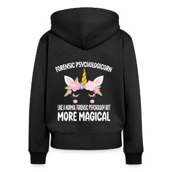 Forensic Psychologicorn like a normal Psychologist - Women's Premium Organic Zip Hoodie - black - Back - Julia (174cm)