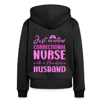 Soins infirmiers correctionnels juste un autre avec le mari - Sweat à capuche zippé Premium bio Femme - noir - Dos - Julia (174cm)