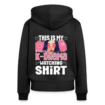 Drame coréen regardant des cadeaux de passionné - Sweat à capuche zippé Premium bio Femme - noir - Dos - Julia (174cm)
