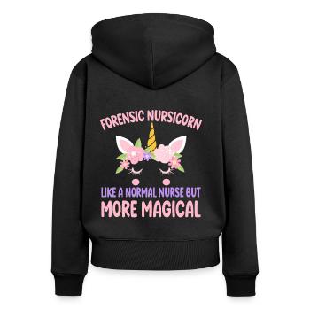Nursicorn médico-légale comme une infirmière médico-légale normale - Sweat à capuche zippé Premium bio Femme - noir - Dos - Julia (174cm)
