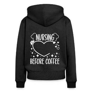 CNA Nursing Quotes Certified Nurse Assistant Gifts - Frauen Premium Bio Zip Hoodie - Schwarz - Hinten - Julia (174cm)