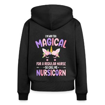 Soins correctionnels comme une infirmière normale cadeaux - Sweat à capuche zippé Premium bio Femme - noir - Dos - Julia (174cm)