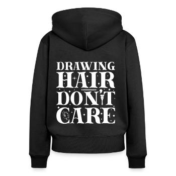 Funny Artist Painter Drawing Hair Don´t Care Gift - Frauen Premium Bio Zip Hoodie - Schwarz - Hinten - Julia (174cm)