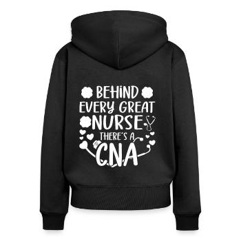 CNA Nursing Quotes Certified Nurse Assistant Gifts - Frauen Premium Bio Zip Hoodie - Schwarz - Hinten - Julia (174cm)