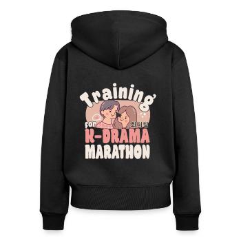Korean Drama Enthusiast Exclusive Gifts - Frauen Premium Bio Zip Hoodie - Schwarz - Hinten - Julia (174cm)