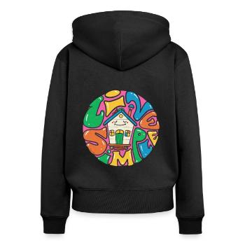 Vivre une -maison simple - Sweat à capuche zippé Premium bio Femme - noir - Dos - Julia (174cm)