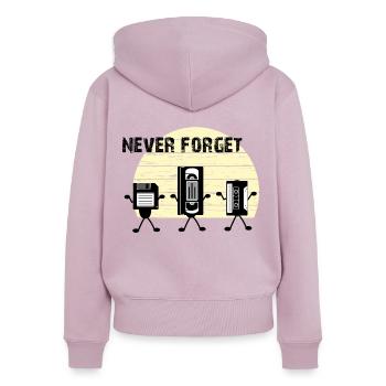 Nie vergessen - Frauen Premium Bio Zip Hoodie - Altrosa - Hinten - Julia (174cm)