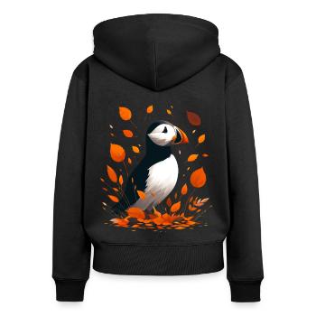 Puffins in autumn - Women's Premium Organic Zip Hoodie - black - Back - Julia (174cm)