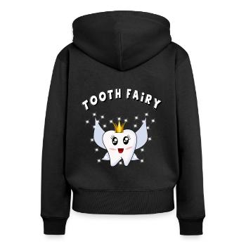 Zahn Fee Zahn T-Shirt Zahnarzt Zahnarzt Krankenschwester - Frauen Premium Bio Zip Hoodie - Schwarz - Hinten - Julia (174cm)
