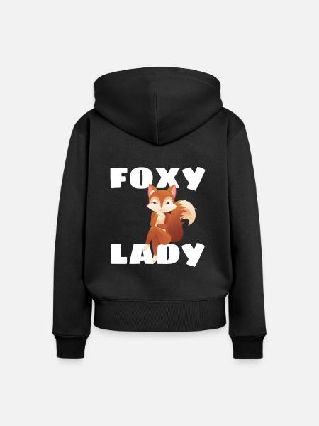 Foxy Lady - Frauen Premium Bio Zip Hoodie - Schwarz