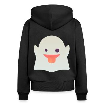Geister-Baby - Frauen Premium Bio Zip Hoodie - Schwarz - Hinten - Julia (174cm)