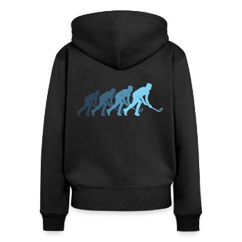 Floorball Unihockey vintage Floorball Spieler - Frauen Premium Bio Zip Hoodie - Schwarz - Hinten - Julia (174cm)