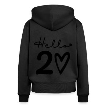 hello 20. 20th birthday - Women's Premium Organic Zip Hoodie - black - Back - Julia (174cm)