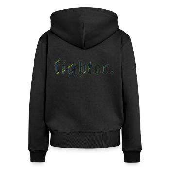 fighter. vintage green lines - Women's Premium Organic Zip Hoodie - black - Back - Julia (174cm)